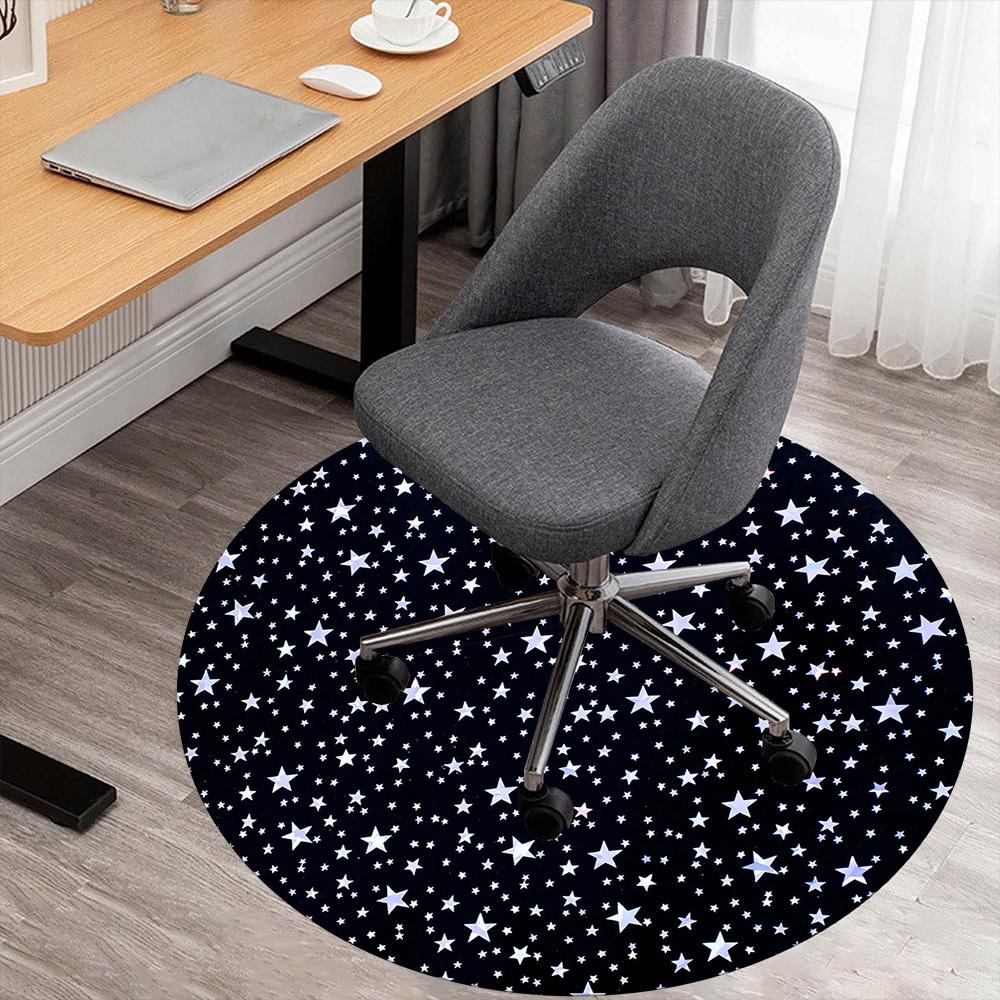 

1pc Stars Circle Round Chair mat Area Rug - Non-Slip, Floor Mat for Office, Bedroom, and Indoor Decor -1002215 80cm by 80cm