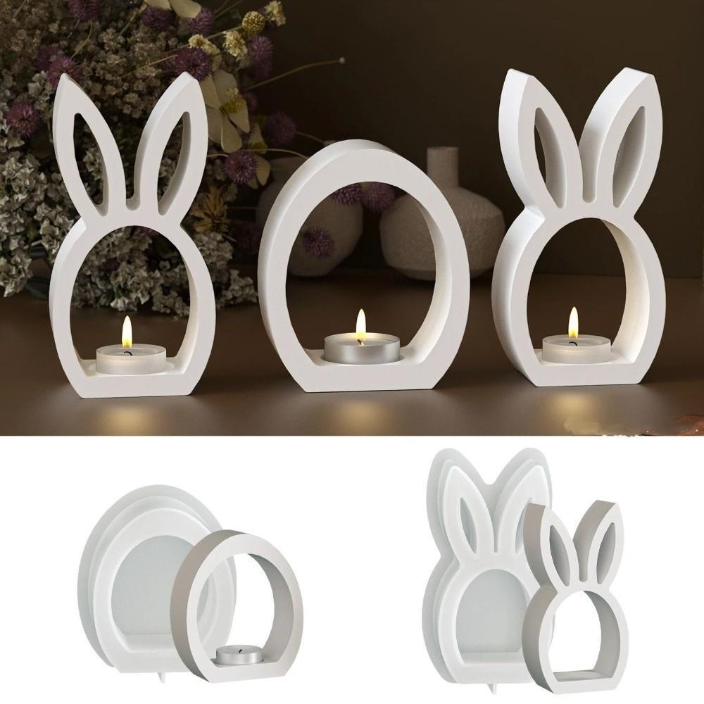 Hollow Easter Rabbit Mold Handicrafts DIY Crafts Egg Silicone Mold Reusable Non-Stick Easter Candlestick Mold Party Decor
