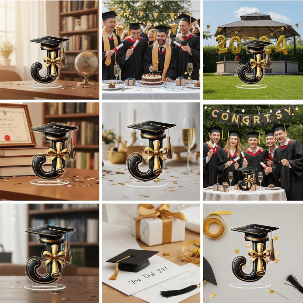 Alphabet Design Graduation Decorations 2D Flat Desktop Ornament Graduation Gifts  Celebration