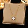 Four-Leaf Clover Double-Sided Necklace Does Not Lose Colour Female Summer Senior Sense Lucky Grass Pendant Temperament Collarbone Chain