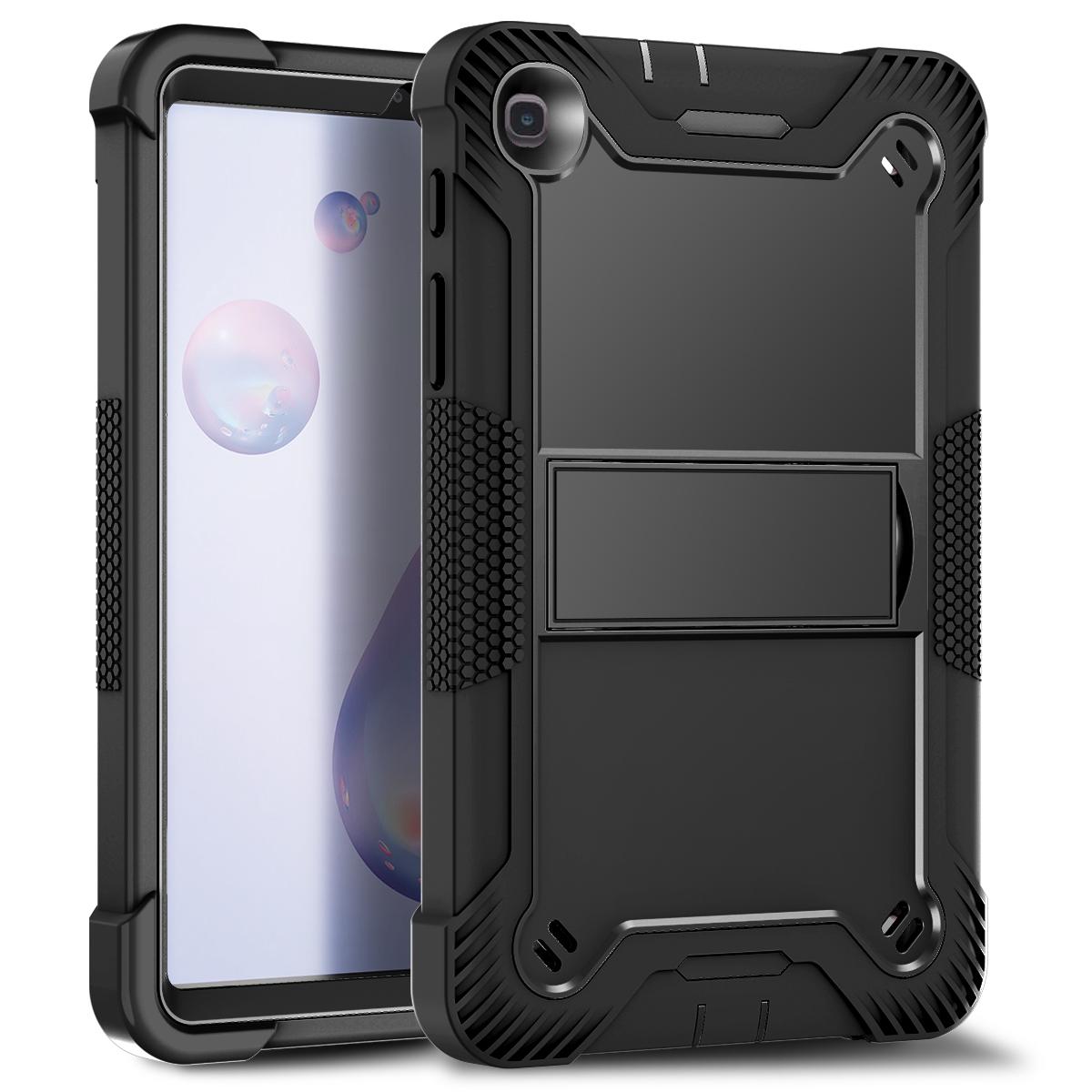 

For Samsung Galaxy Tab A7 Lite 8.7-inch Tablet Case Silicone+PC Rugged Protective Kickstand Cover Black