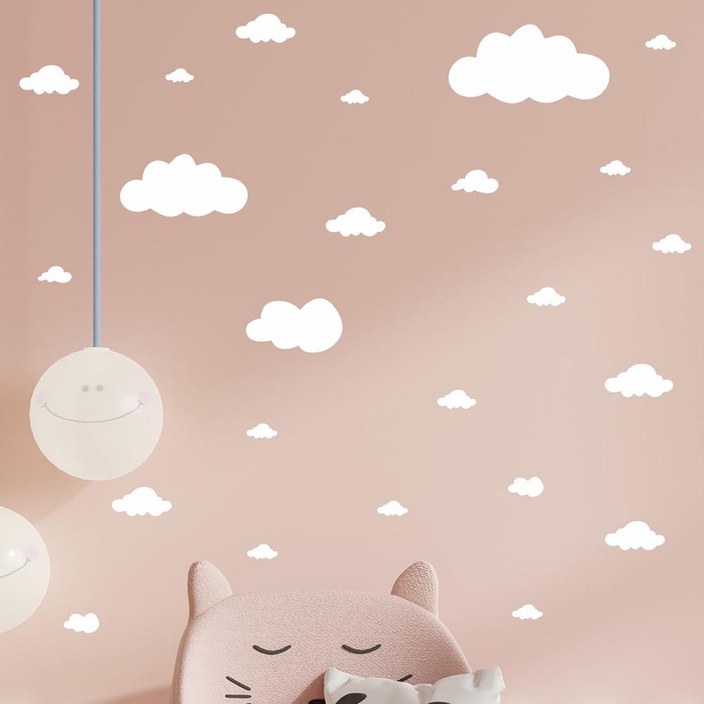 Painted and Elaborately Carved White Cloud-shaped Wall Stickers for Children's Bedrooms and Kindergarten Walls
