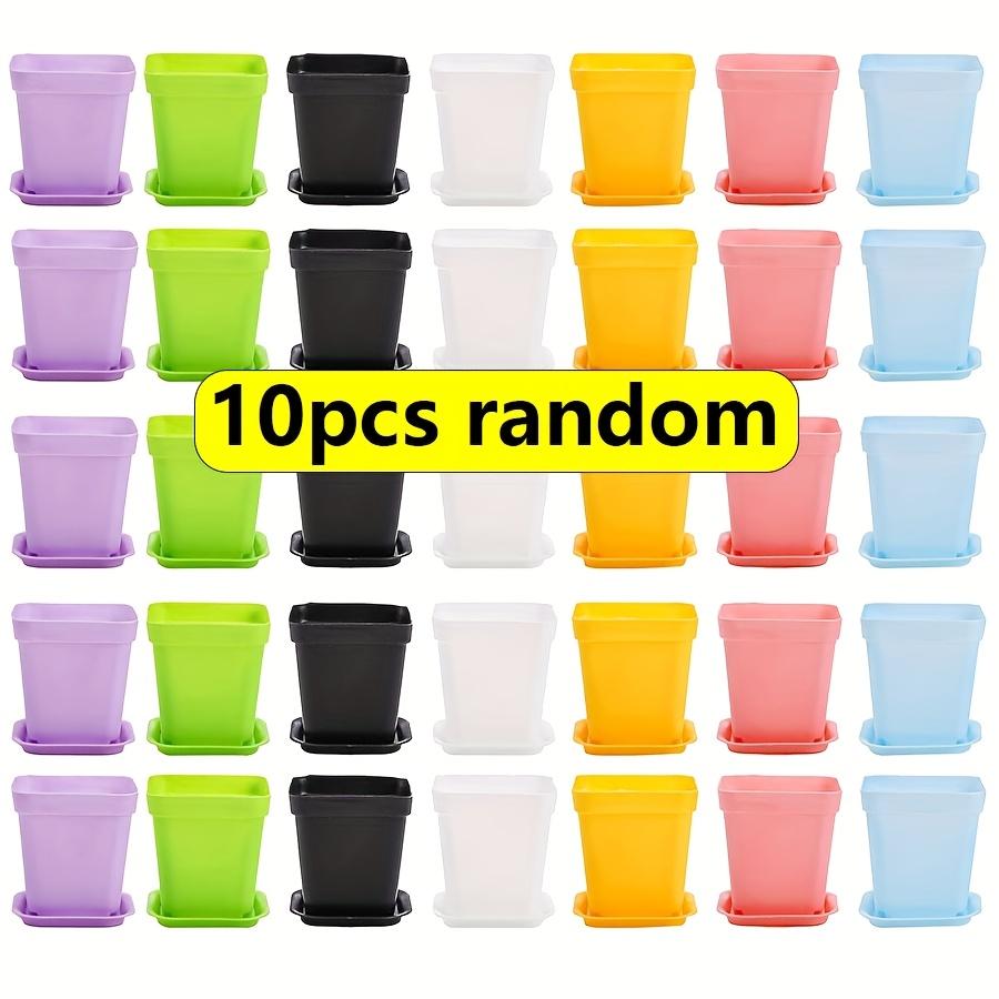 10Pcs Mini Square Flower Pots With Trays Drainage Holes Candy Colors For Succulents Plants Seedlings Home Decor Garden Jxb