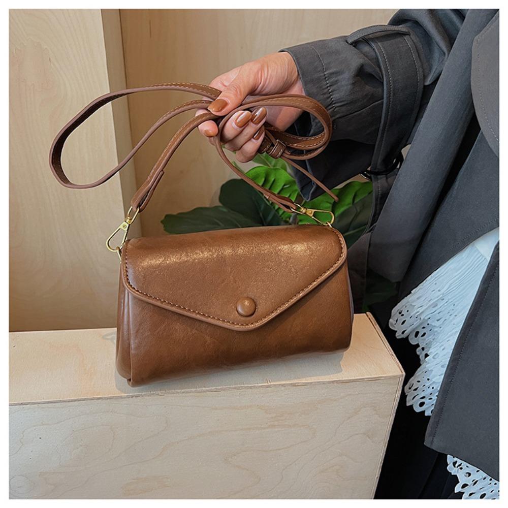 Simple PU Leather Crossbody Bag Multifunctial Multi-Compartment Shoulder Bag Solid Color Messenger Bag Women