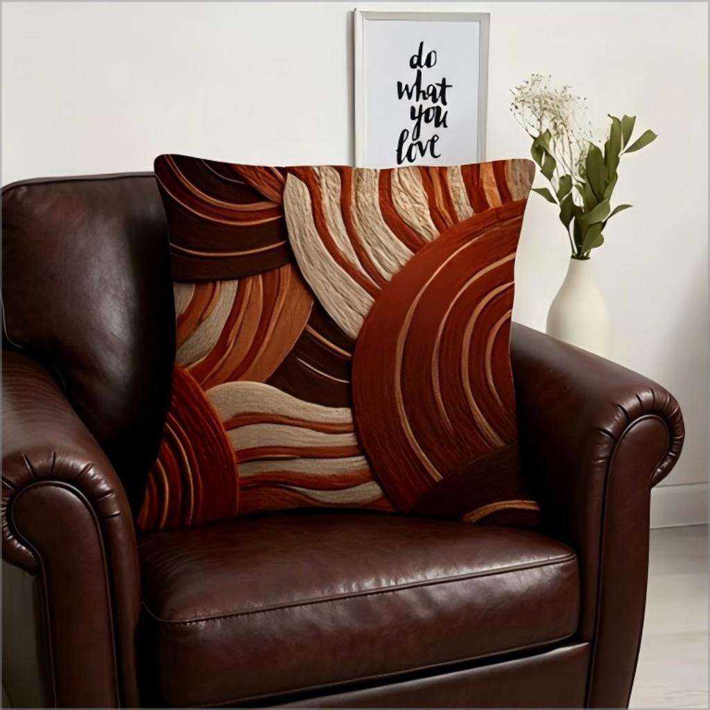 2D Gedruckter Boho Terrakotta Abstrakt Kissenbezug Gewebte Textur 2D Effekt Weicher Zierkissenbezug Für Moderne Wohnkultur Geschenk