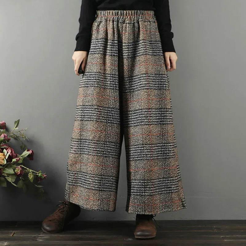 Pants for Women Elastic High Waist Long Trousers Plus Size Skirt Pants Thickened Stretchy Solid Colour Versatile Casual Wide Leg Pants