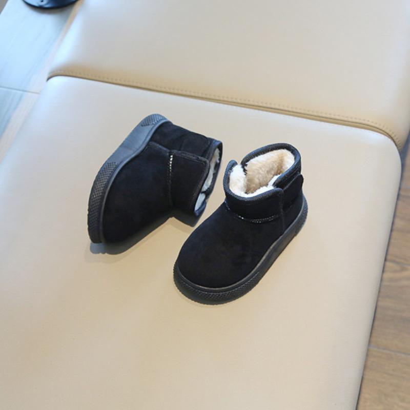 Children's snow boots, winter boys' short boots with thick fleece, girls' cotton boots, warm baby cotton shoes