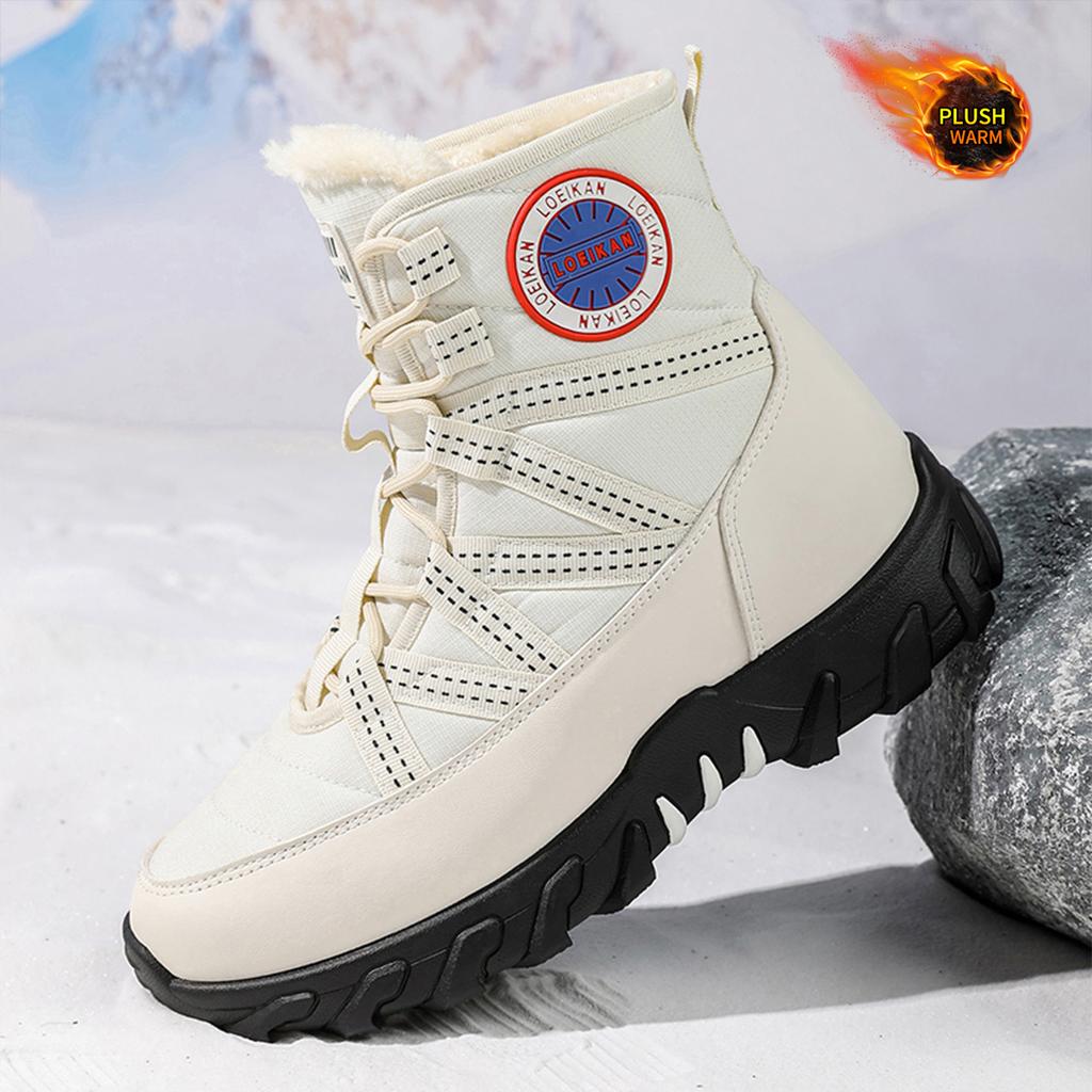 New Men'S Snow Boots, High-Top Leather Boots, Winter Boots, Cold-Resistant, Popular Outdoor Wear, Durable, Fashionable, Tre