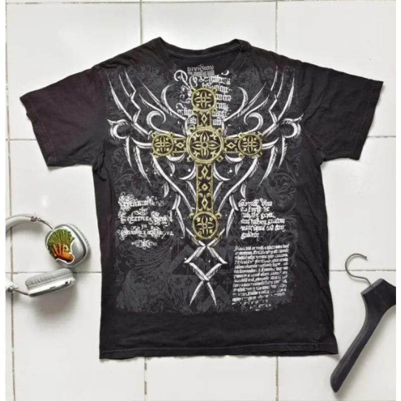 3D-gedrucktes Amerikanisches Retro Goth Y2K Affliction Stil Streetwear T-Shirt Gothic Totenkopf Kreuz Print Trendige Grafik T-Shirts Herrenbekleidung