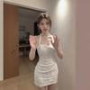 Purely want to wear a super good-looking neck-hanging, slim-fitting hip-wrapping short skirt, vacation style suspender dress 2026 summer