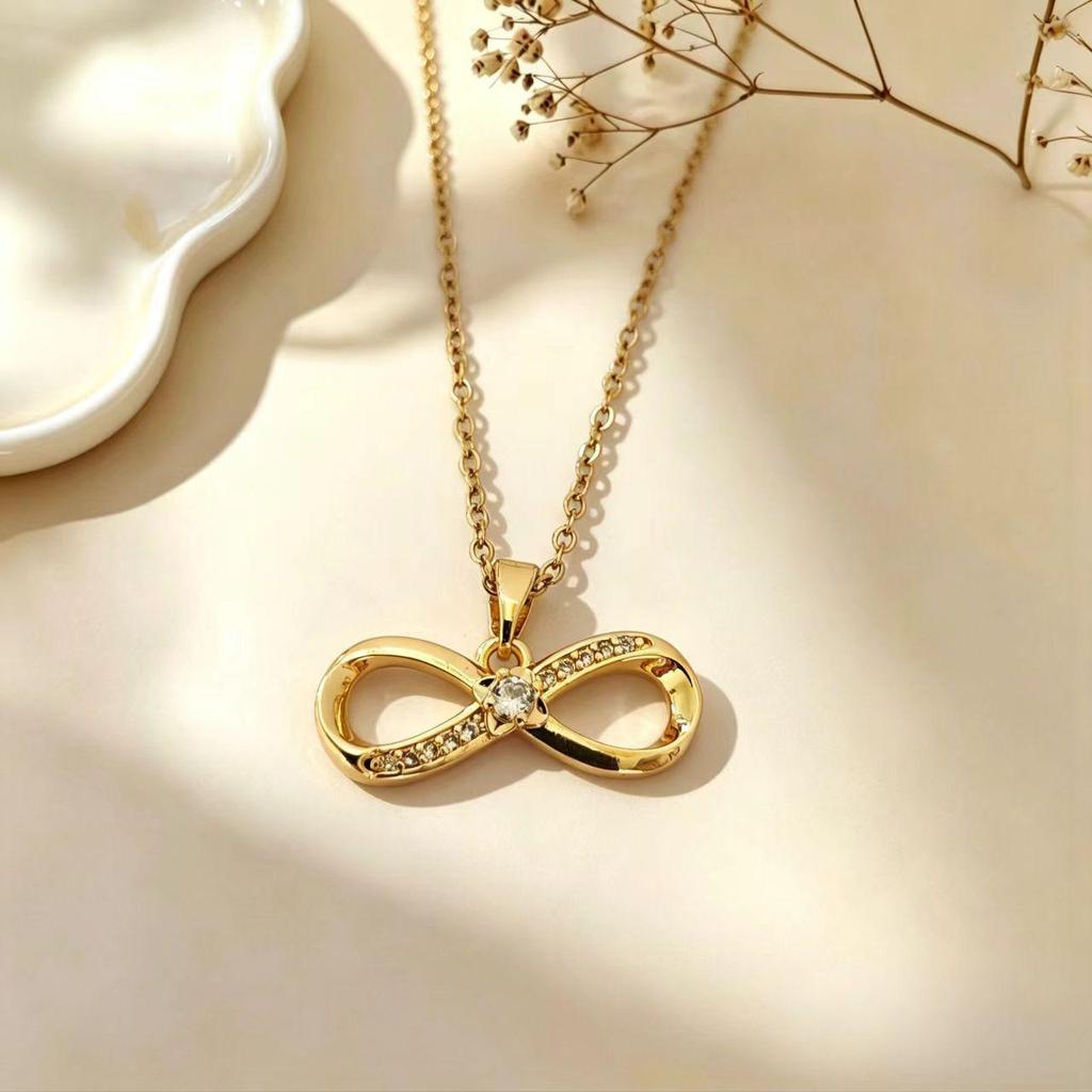 Europäischer Stil Kupfer Zirkonia Inlay Halskette - Unendlichkeits-Liebes-Schlüsselbein-Ketten Schmuck