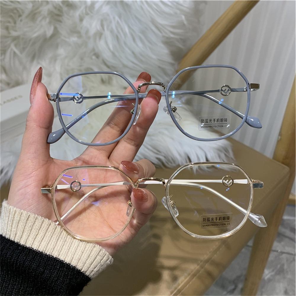 

2 шт. Очки с защитой от синего света, многоугольные металлические оптические оправы, очки для чтения, женские модные прозрачные компьютерные очки