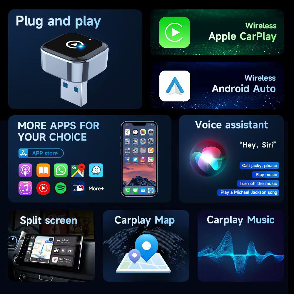 2025 Mini Drahtloser CarPlay & Android Auto Adapter für einfache Auto-Konnektivität