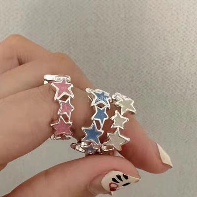 2 pezzi Anello Stella Irregolare Stile Coreano Geometrico Lega Kpop Fibbia da Dito Accessori Gioielli Design di Minoranza Y2K Anello Aperto Regalo