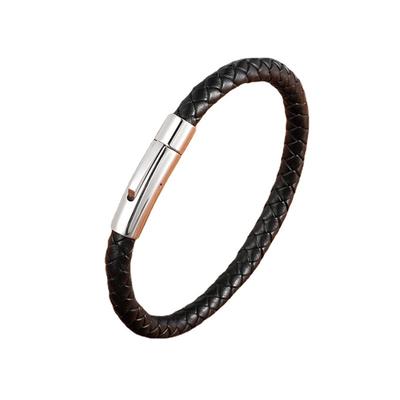 Adjustable Snap Closure Handwoven Leather Bracelet For Men Stylish Cuff Fashion Accessory Durable Comfortable