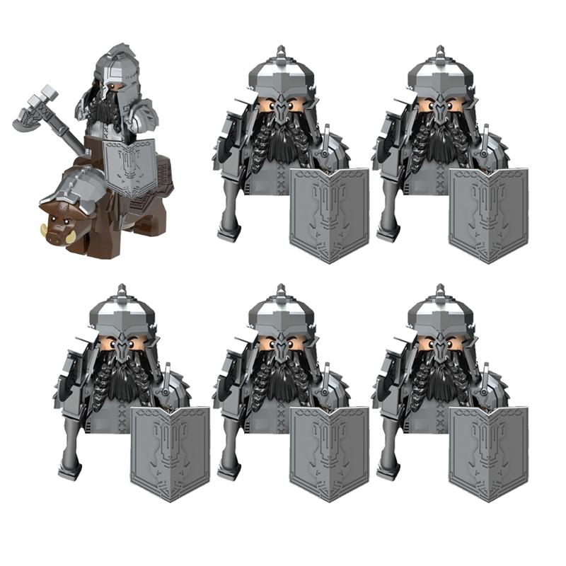 MOC Středověké Vojenské Stavební Kostky Elfský Bojovník Ork Rohan Gondor Rytíř Sada Postav Zvířecí Armáda Zbraň Luk Kuše Hračka