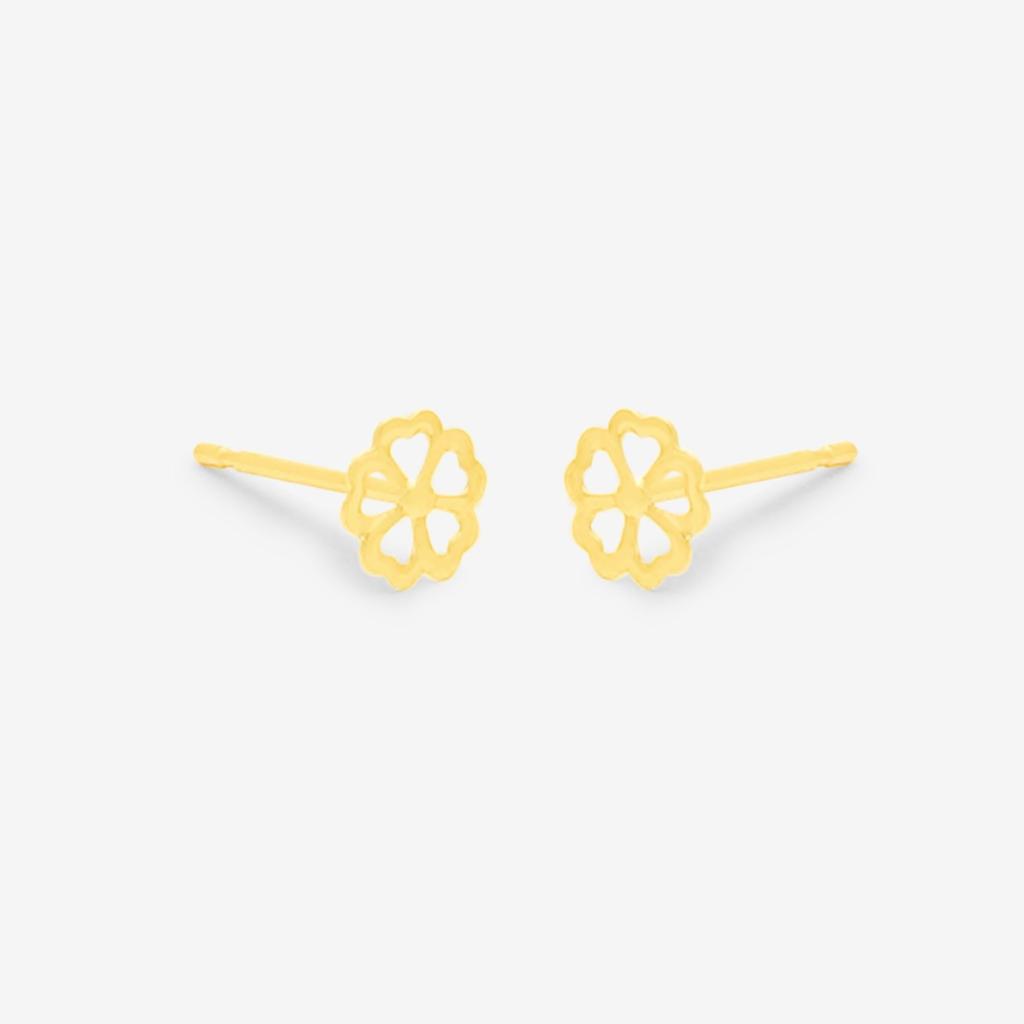 ESTELLE [Official] Women's K10 Yellow Gold Flower Motif Earrings 0202-3410-0019-0000