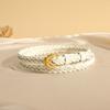 Fashion Ladies Braided Leather Belt Skinny Woven Waist Belt Gold Pin Buckle Casual Decorative Waistband For Dresses Pants
