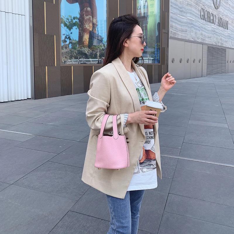 Top Layer Cowhide Tote Bag Genuine Leather Womens Bag High-end Soft Grandma Bag Large Capacity Handheld Cosmetic Bag Casual