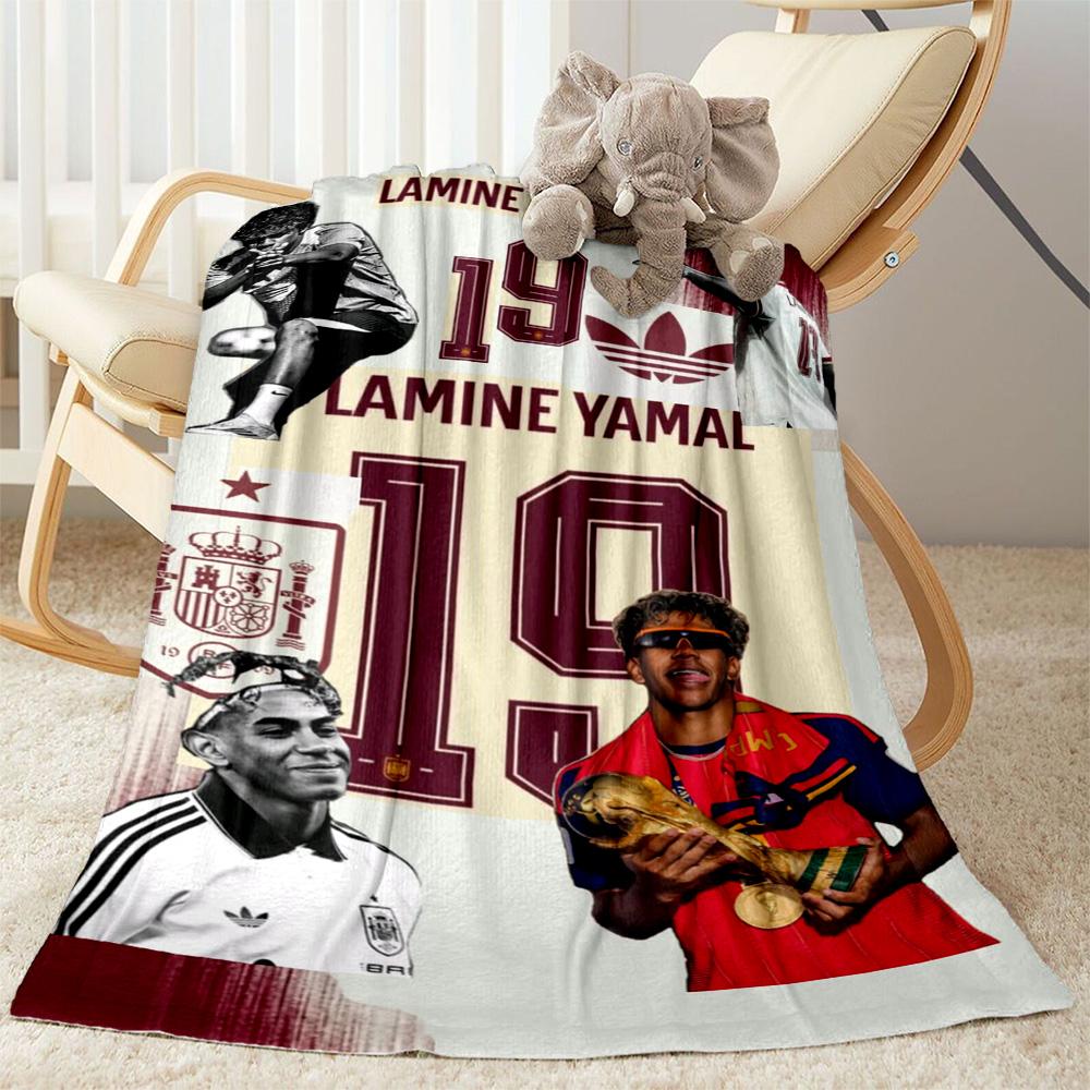 Lamine Yamal Fußballlegende Decke Weich & Gemütlich Groß für Sofa Wohnzimmer Büro für Alle Jahreszeiten Warme Dekoration Geburtstag Weihnachten Geschenk Decke