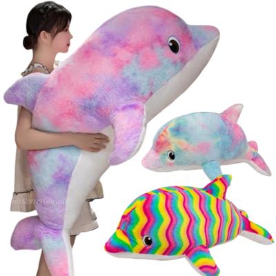 50-130cm kreslený barevný obří delfín plyšový polštář s duhovým mořským zvířetem měkký delfín plyšová hračka domácí dekorace