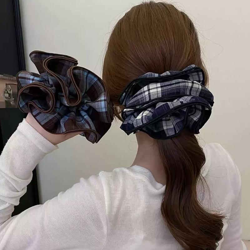 Retro Plaid Hairband French Temperament Elastic Hair Rope Hair Accessories