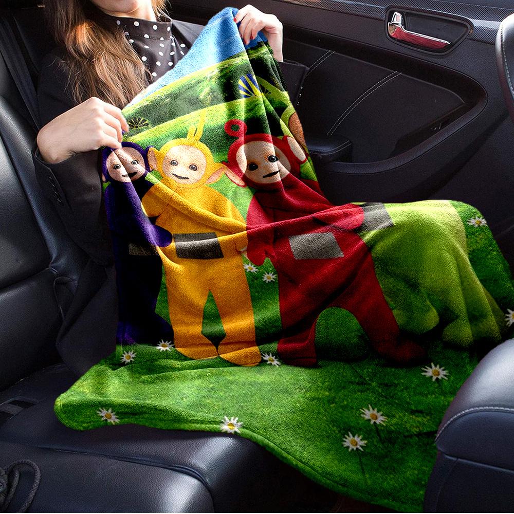 1pc Flannel Throw Blanket, Teletubbies,Outdoor,FriendshipPattern Printed Blanket, Warm Cozy Soft Blanket For Couch Bed Sofa Car Office Campi
