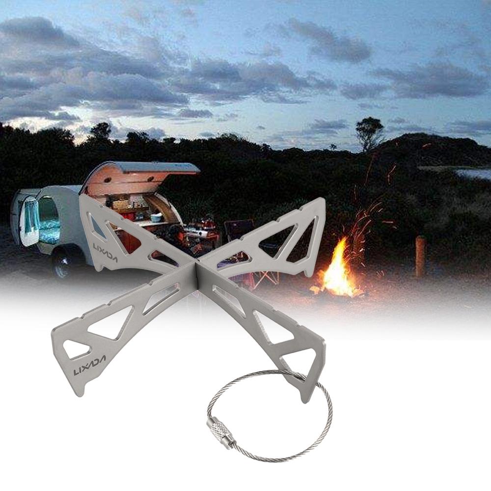 Lixada Outdoor Portable Mini Stove Rack Titanium/Stainless Steel Cross Stand Stove Bracket Pot Rack Steaming Rack for Reactor