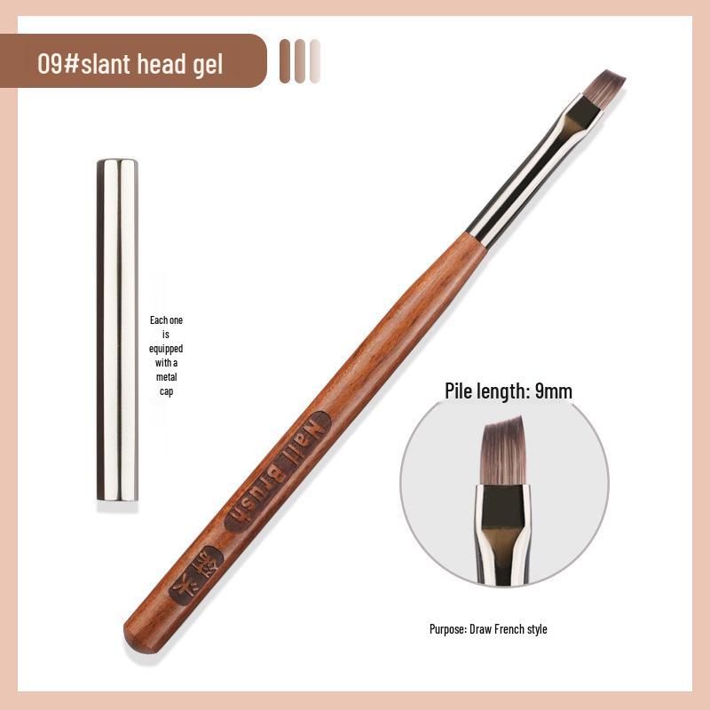 Sandalwood Nail Art Brush Set - Imitation Squirrel Hair with Pen Holder for Liner and Gel Painting