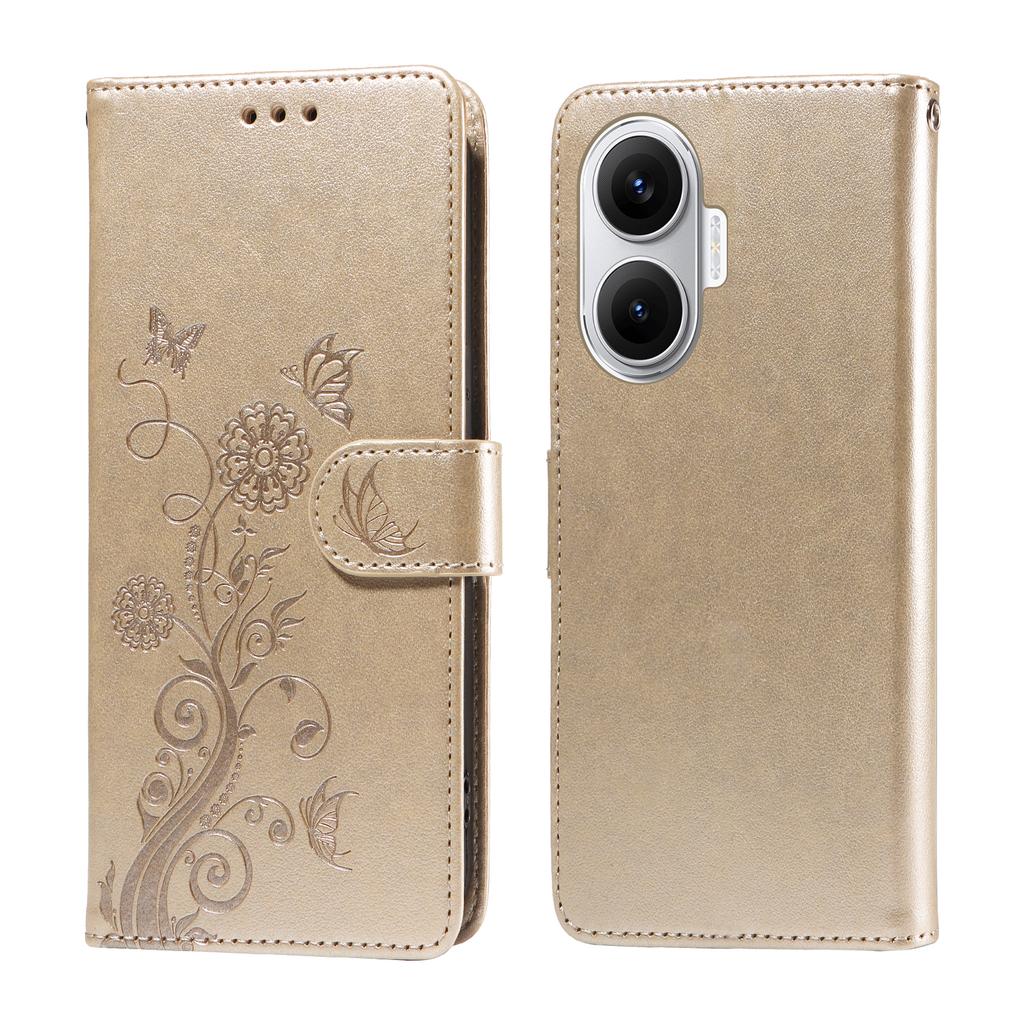 For Xiaomi Poco F7 5G/Redmi Turbo 4 Pro 5G Leather Case Butterfly Floral Imprint Wallet Stand Cover