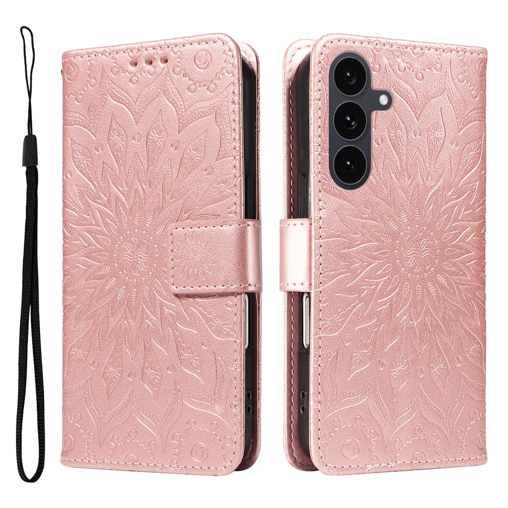 For Samsung Galaxy S25 FE Leather Wallet Case Sunflower Imprinted Phone Cover