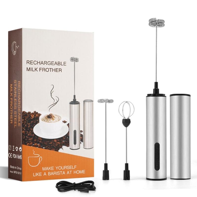 Wireless Rechargeable Electric Milk Frother 3 Speed Handheld Foam Maker Mixer for Latte Cappuccino Hot Chocolate