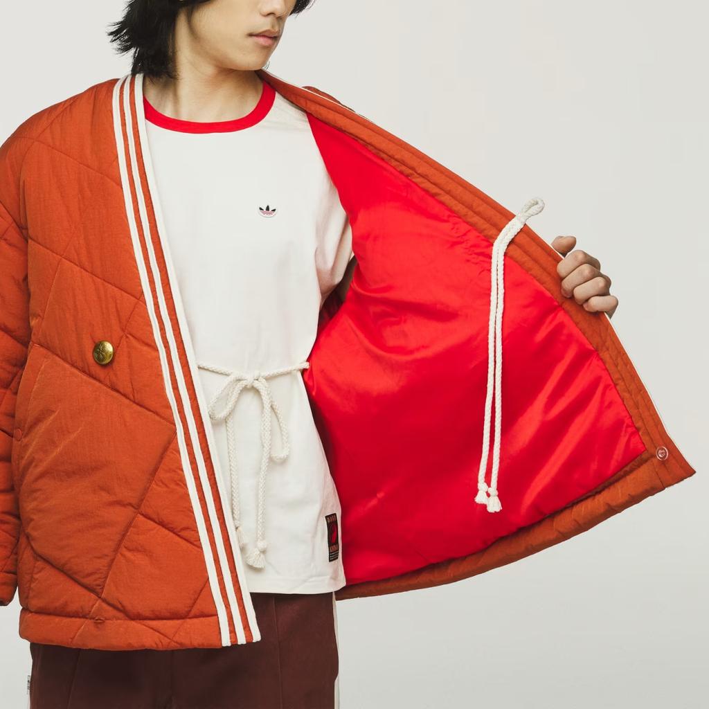 Adidas Originals × CLOT Zavinovací bunda od Edisona Chena CNY Nový čínský styl Pruhovaná bunda s výstřihem do V Teplá bunda s dlouhým rukávem Unisex bunda KD4030