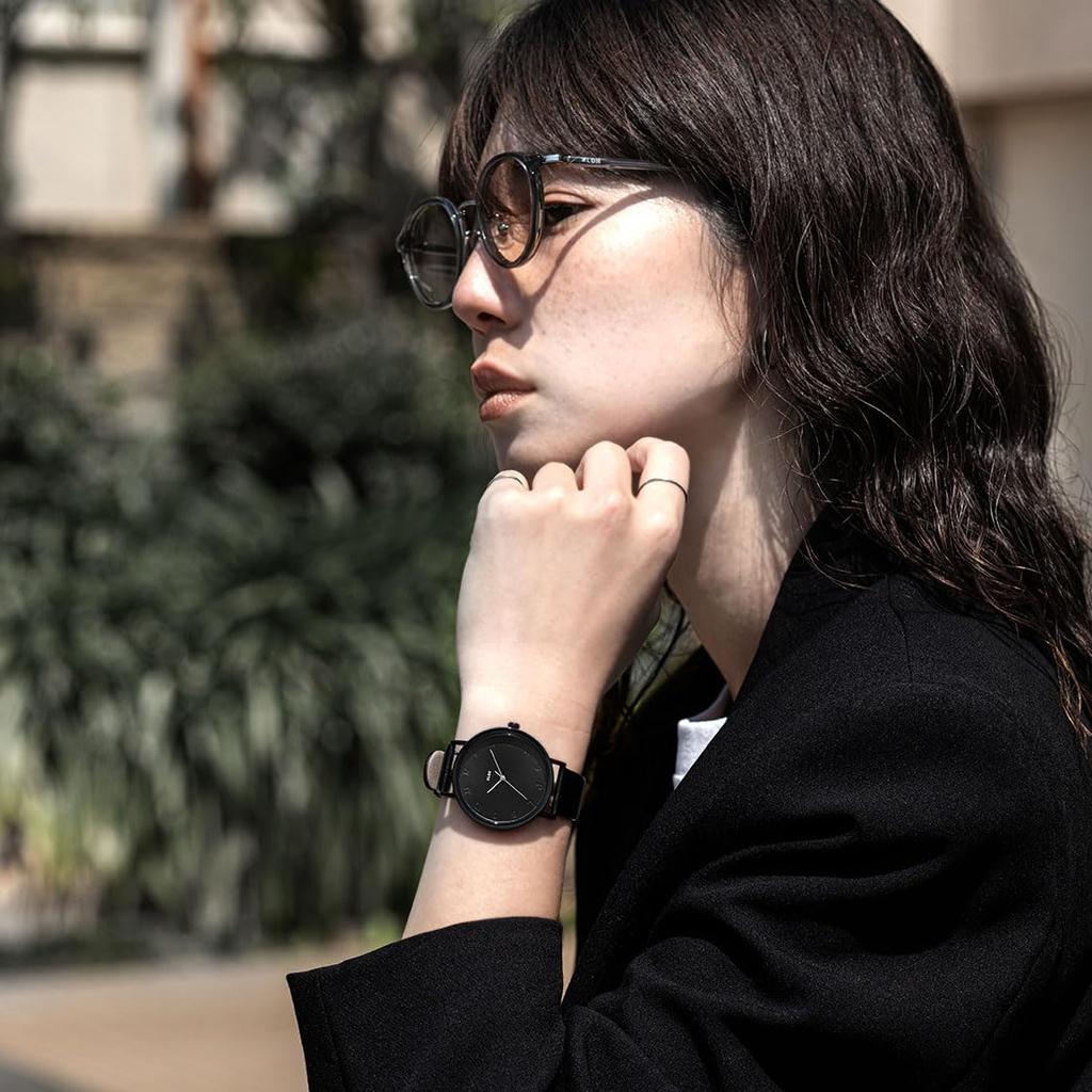 [KLON] Watch, Black, All Black Leather Strap, Men's & Women's, Replacement Strap, Stylish, KLON SHADE TRACE MOCK NUMBER BLACK 38mm