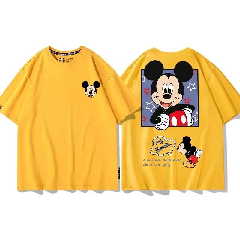 Disney Oboustranné Kreslené Tričko Mickey Mouse Unisex Oversized Streetwear Ležérní Krátký Rukáv Pohodlné Slavná Trička