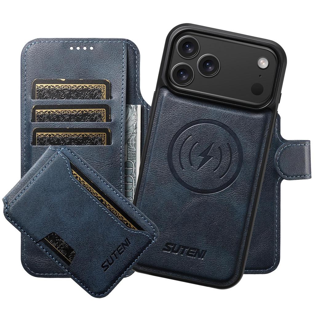 iPhone 17 Pro Flip Case: Card Slot, Magnetic, Wireless Charging Stand, Leather S25U