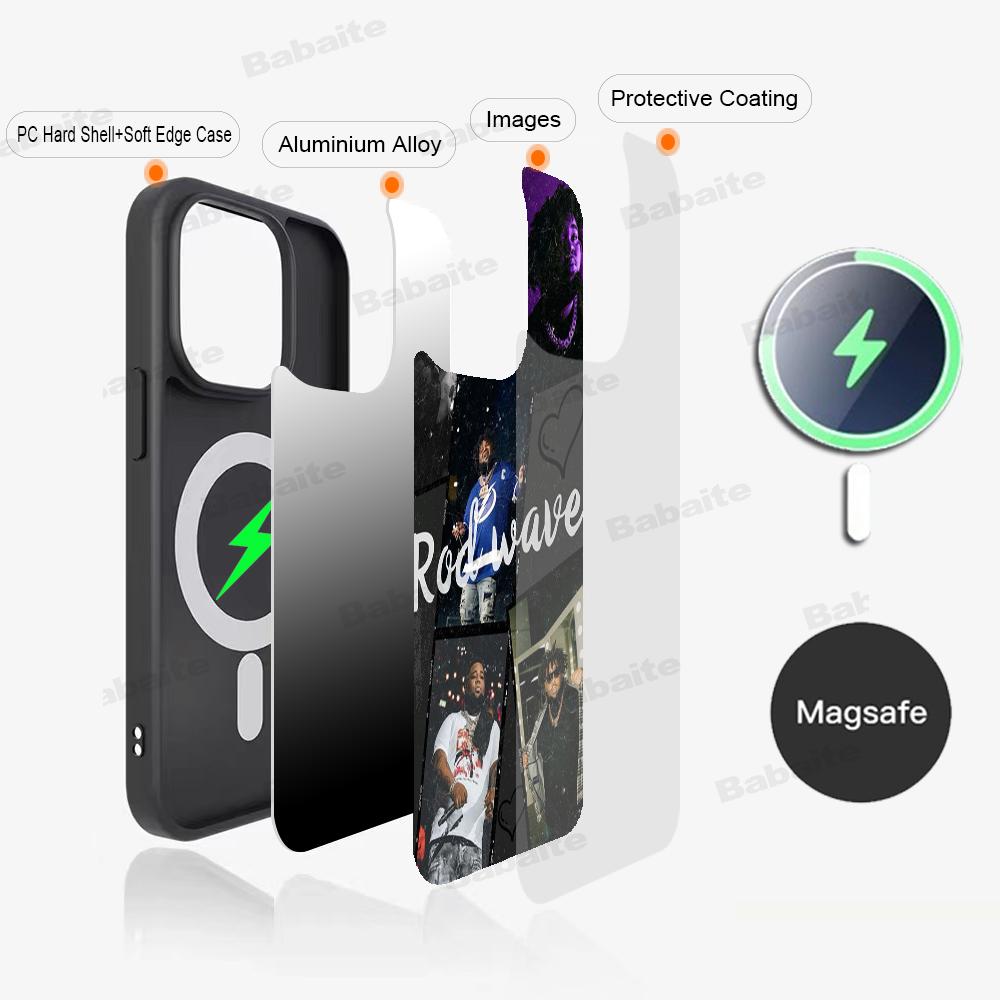 Rod Wave Rapper Cool Man Phone Case Magnetic Case For IPhone 16 14 13 12 11 15 Pro Max Plus For Magsafe Wireless Charge Cover
