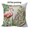 Green Plant Flamingo Pattern Double-sided Printed Pillow Cover Short Plush Suitable Living Rooms Bedrooms Throw Cushion Cover