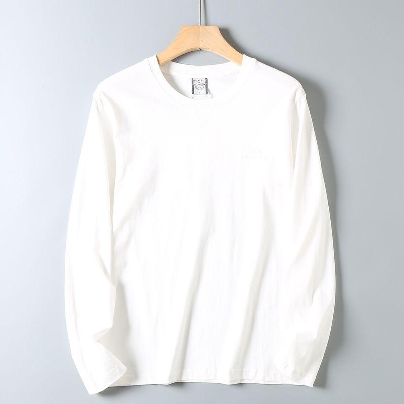 Original Export Surplus Pure Cotton Brushed T-Shirt for Men, Autumn Simple Versatile Long-Sleeve Base Shirt, Casual Crew Neck Top