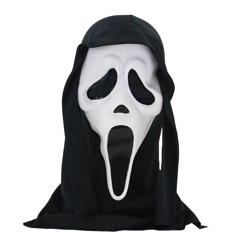 Screaming Mask Horror Bleeding Headgear Disturbing Thriller White Ghost Face Halloween Glow-in-the-Dark Cosplay
