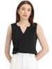 Allegra K Sleeveless Chiffon Tank Size L Women's V-Neck Top, Black,