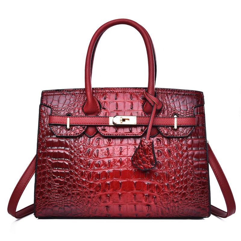 Retro Handtasche Damen neue großvolumige Krokodilmuster Tragetasche Platin Tasche Muttertasche Schulter Umhängetasche