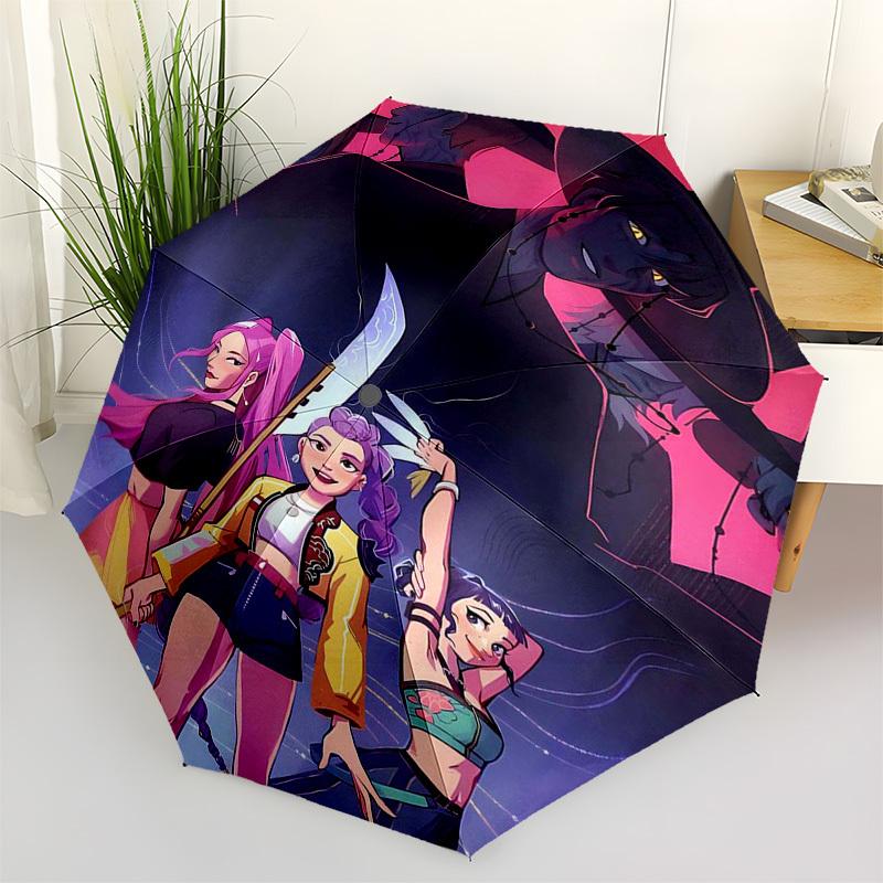 

1pc Outdoor Umbrella with Anime Characters, Automatic Opening/Closing, Portable 3-Fold Design, 8-Rib Iron Frame - Perfect Gift for Fans, Traveler