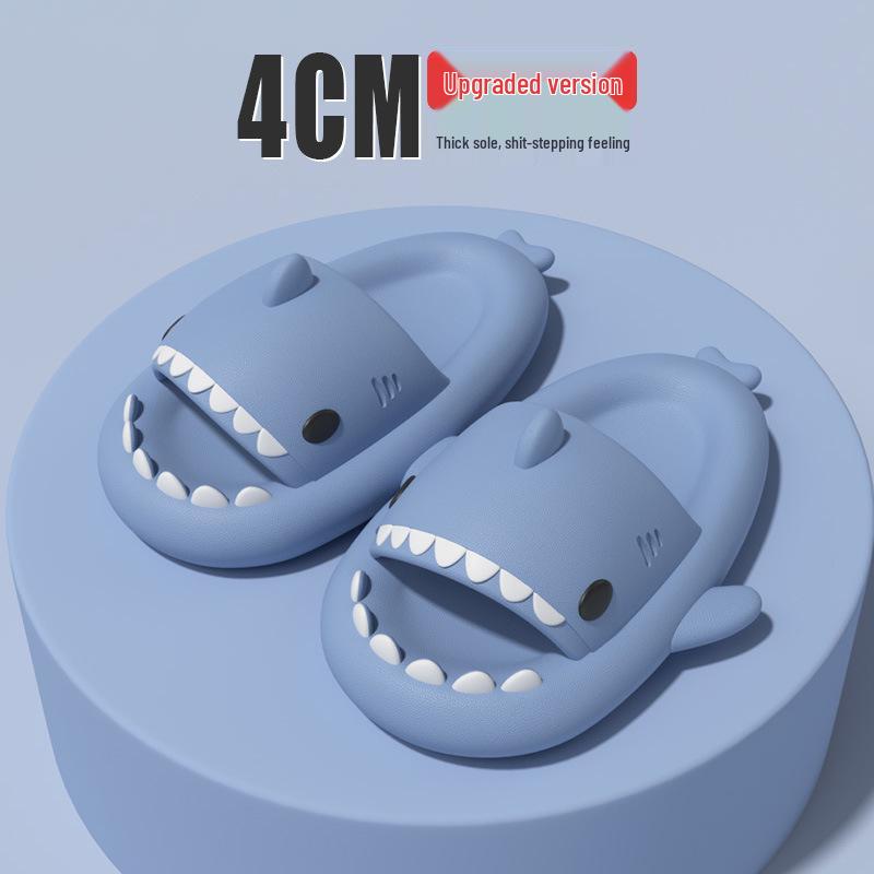 4cm Thick Sole Shark Slippers: Fun Cartoon EVA Slippers for Women, Men & Kids - Unique Stepping Sensation