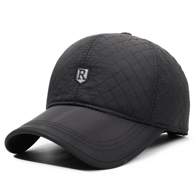 Herren Herbst Winter Warme Baumwolle Diamant Baseballkappe Ohrenschutzkappe für ältere Menschen Outdoor Kälteschutzkappe