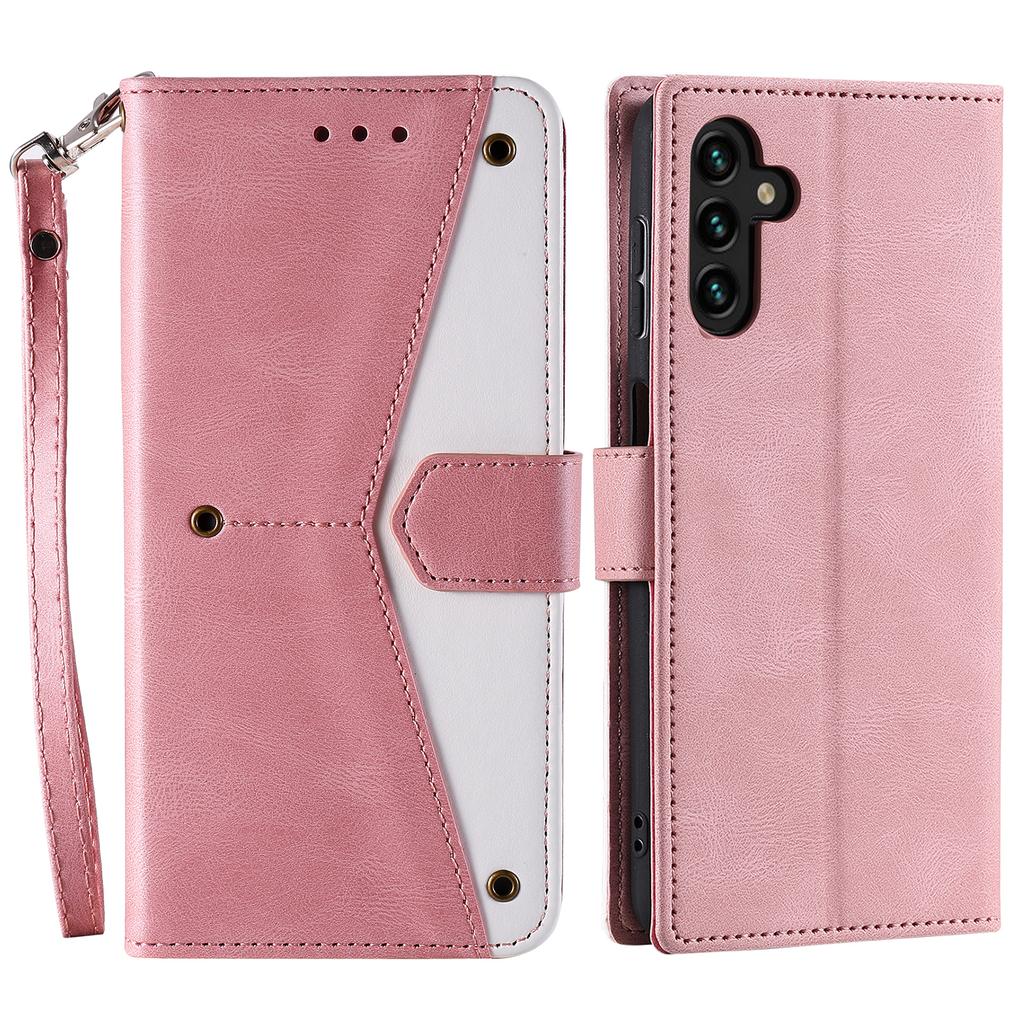 For Samsung Galaxy S26/S26 Pro Leather Case Splicing Stitching Wallet Phone Cover with Wrist Strap