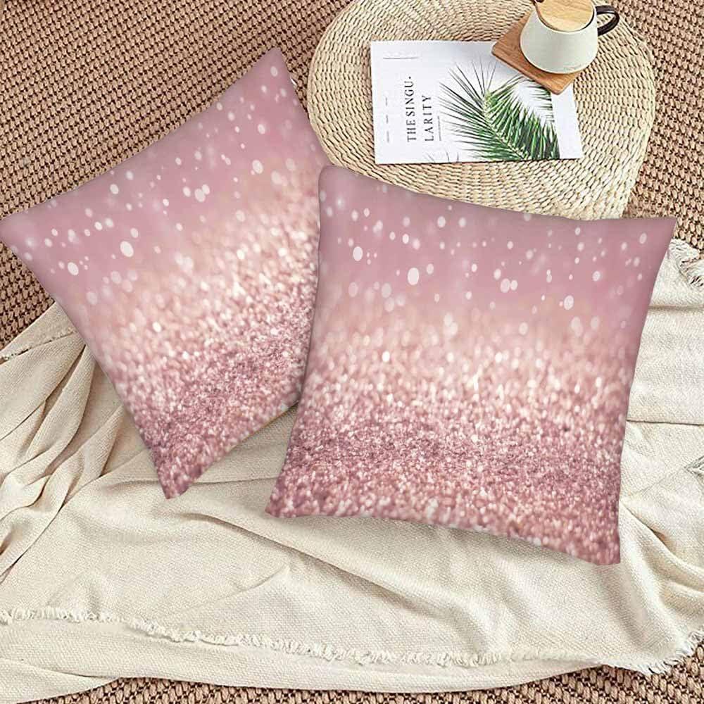 Rose Gold 18 X 18 Couch Pillow Covers Set of 2 Silver Abstract Glowing Double Sided Silky Velvet Throw Pillow Case Square Cushion Cover Decorative