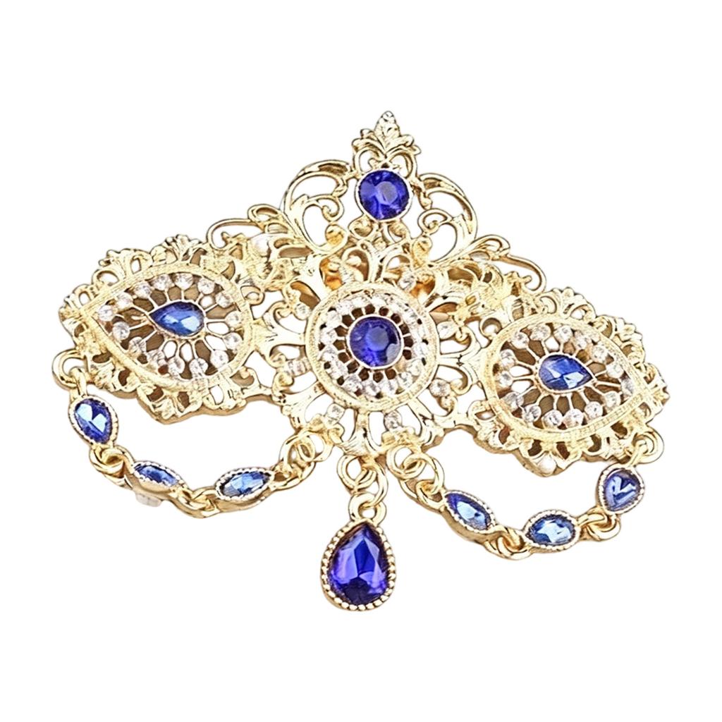 Exotic Morocco Crystals Brooch Featuring Hollow Out Designs Tassels For Bridal Women Attire