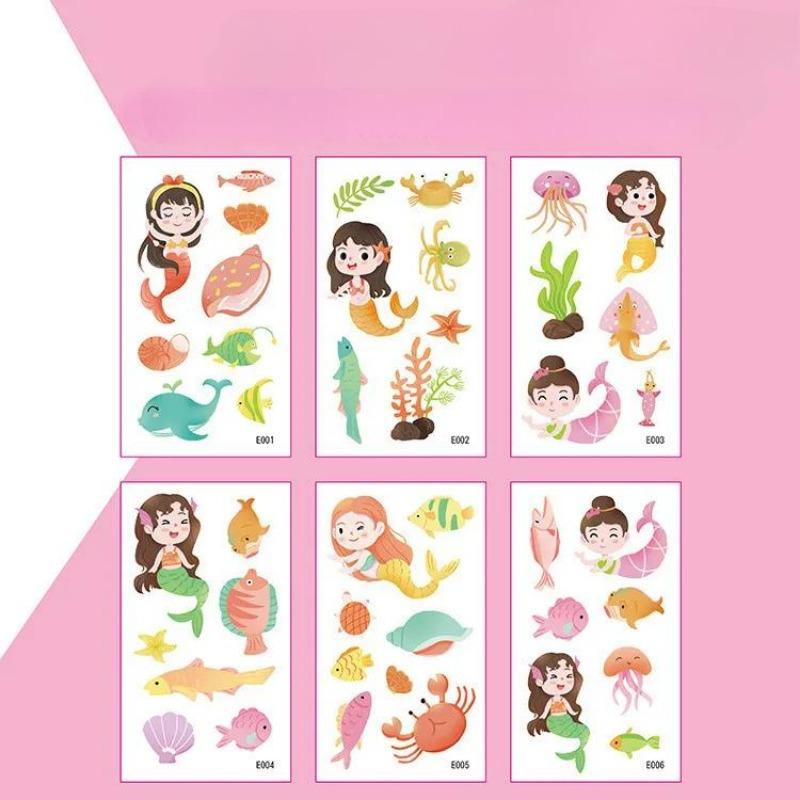6Pcs/set Kids Space Themed Temporary Tattoos Fantasy Planet Designs Fun Preschool Party Favors Stickers