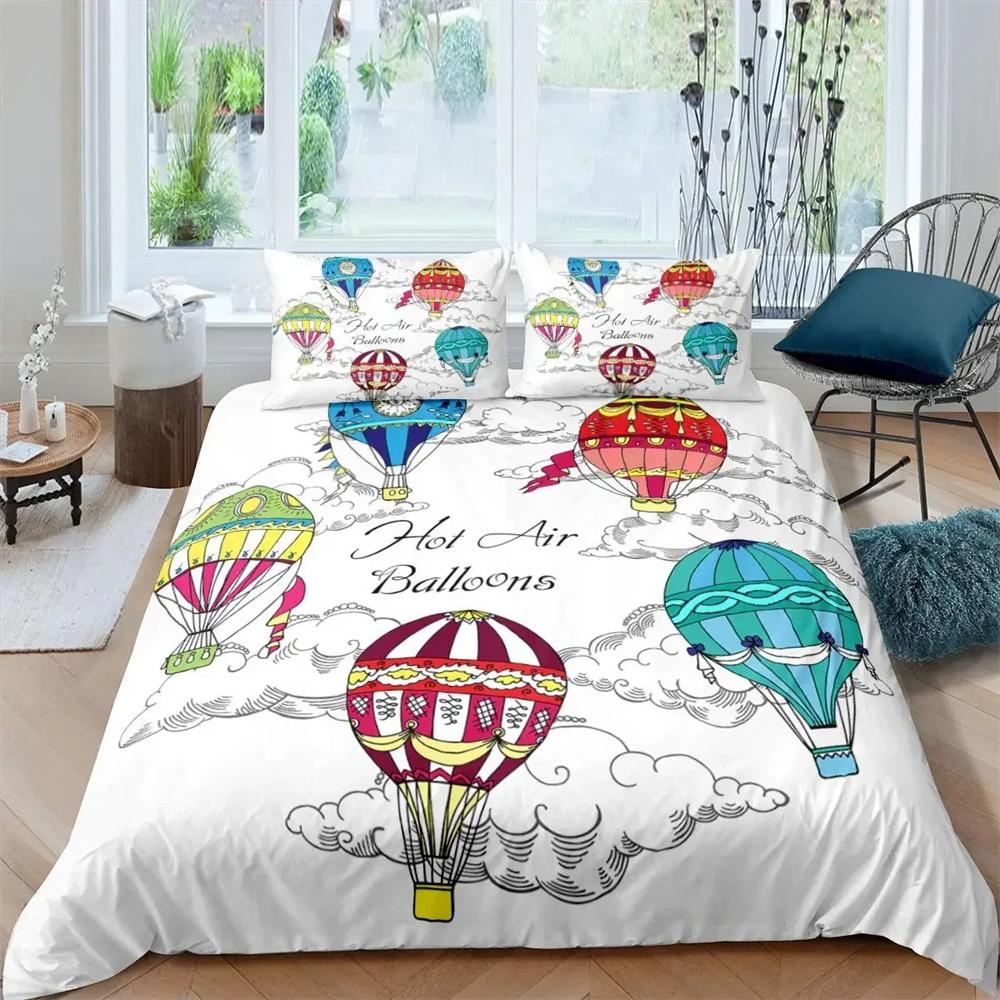 Air Balloon Duvet Cover Collection Romantic Balloon Bedding Collection Extreme Sports Games Comforter Cover Romantic Trip Twin Quilt Cover